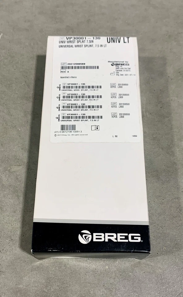Breg Universal Wrist Splint LEFT 7.5" VP30001-130