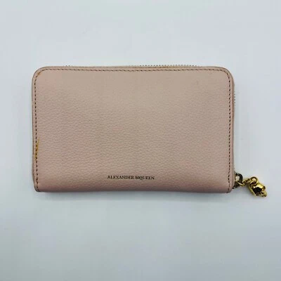 Cartera Alexander McQueen $545 Cuero Desnudo Calavera Pequeña Cremallera Alrededor 501021 9901 Foto 1 de 4