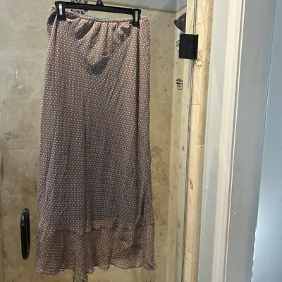 Catálogo Sundance Mujer’s 100% Seda Azul Blanco Terracota Falda S 4 Volantes Dobladillo Foto 1 de 4