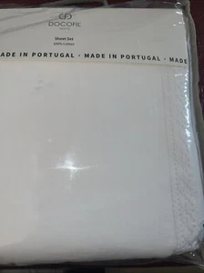 Docofil Queen Sheet Set Crochet Lace Edge White New Portugal - Picture 1 of 3