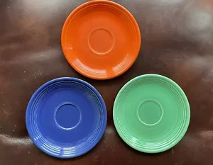 3 FIESTA VINTAGE ALT ÄLTER 6 ZOLL FIESTAWARE UNTERTASSENBECHERTELLER BLAU GRÜN ROT/ORANGE - Bild 1 von 12