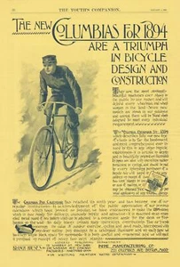1894 Columbia Bicycles Pope Manufacturing Print Ad - Picture 1 of 1
