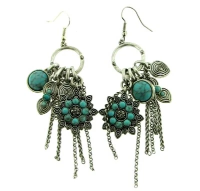 Pendientes colgantes imitación turquesa howlita araña suroeste Foto 1 de 4