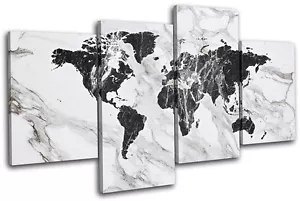 World Atlas Marble Office Maps Flags MULTI CANVAS WALL ART Picture Print - Picture 1 of 1