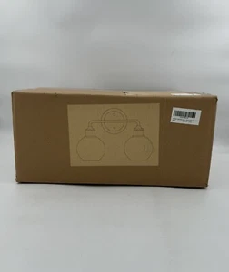 2-Light Bathroom Vanity Light Over Mirror Clear Glass Shade Matte Black & Brass - Picture 1 of 10