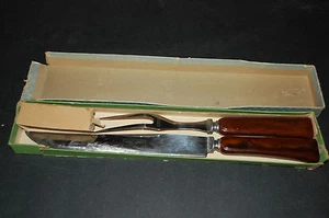 Vintage Robinson Knife Co. Elkhorn 2 Stück Tranchierset Edelstahl USA - Bild 1 von 9
