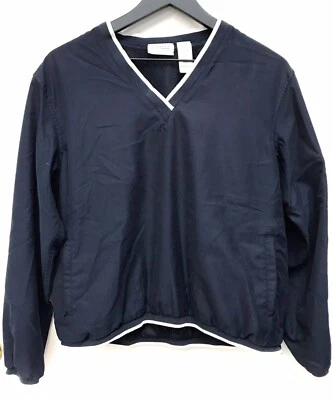 Chaqueta Pull Over Liz Golf Azul Marino - Azul Marino, Ribete Blanco - Cuello en V Manga Larga - Talla M Foto 1 de 4