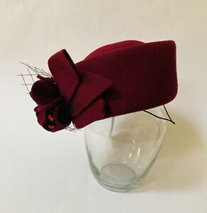 Teardrop Women Wool Felt Fascinator Tam Beret Casque Cocktail Party Pillbox Hat