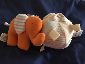 Under The Nile Unisex Egyptian Cotton Baby Toys Orange Elephant Striped Ball - Picture 1 of 3