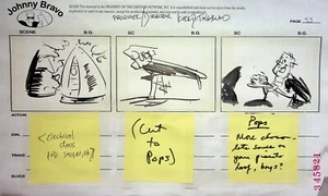 Johnny Bravo KIRK TINGBLAD SIGNED Hand Drawn Production Storyboard Page 1997 #KT - Picture 1 of 2
