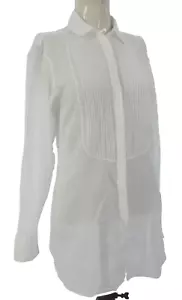 Karl Lagerfeld Shirt White Pintuck Y2K 100% Cotton Gauze Sheer Fitted size S - Picture 1 of 12
