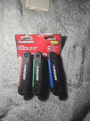 Husky 547 747 SAE Metric & Torx Folding Hex Key Set 3-Piece 545747 Brand New !! - Image 1 of 3