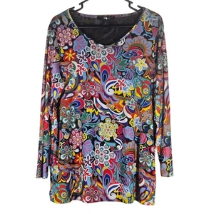 Ali Miles Women’s Tunic Top Floral Print M Art to Wear Smart Boho Fall Style - Picture 1 of 10