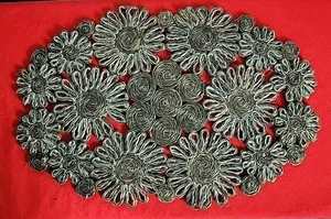 Vintage '70s straw placemats set aqua olive four pieces.Made In Philippines - Picture 1 of 10