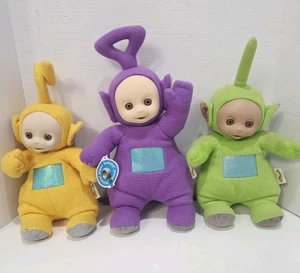 Vintage 1998 Teletubbies 12,5 Zoll grün, gelb und lila Plüschtiere - Bild 1 von 12