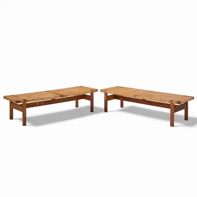 Børge Mogensen 5272 para bancos daneses Fredericia de teca y ratán - Par Foto 1 de 4