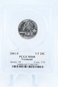 2001-P PCGS MS68 Vermont State Quarter Business Strike 25C - Picture 1 of 2