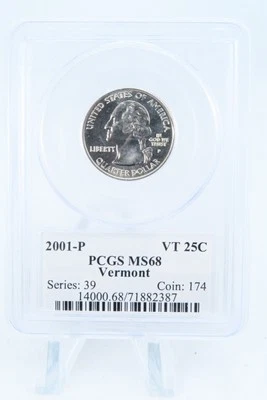 2001-P PCGS MS68 Vermont State Quarter Business Strike 25C - Image 1 of 2