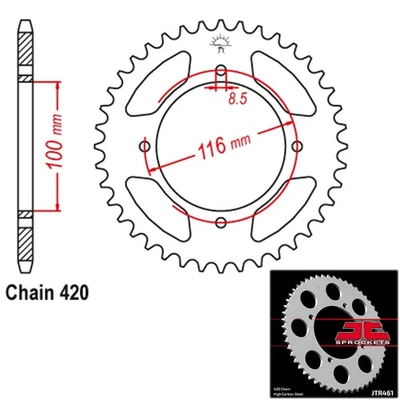 JT Sprockets 2005 Kawasaki KX100 JTR461.48T - Изображение 1 из 2