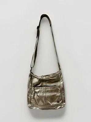 The Sak Metallic Silver Gold Crossbody Messenger Leather Bag Many Pockets - Image 1 of 4
