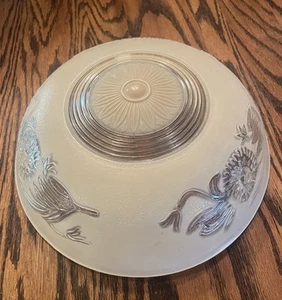 Vintage Art Deco Stil Leuchtenabdeckung, Glas, 3 Loch, florales Gänseblümchenmuster - Bild 1 von 8
