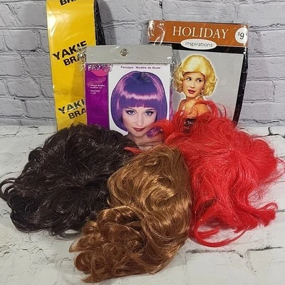 Модные парики косплей волосы в ассортименте лот из 6 блондинка коричневый красный наряд вечеринки - Изображение 1 из 4