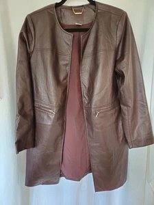 Chaqueta larga Chico’s para mujer frente abierto talla 1 (US 8/10) imitación vino - Imagen 1 de 8