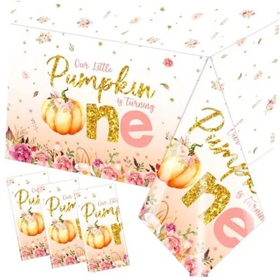 Decoraciones de primer cumpleaños de calabaza para niña - 3 piezas Pequeña calabaza está girando  Foto 1 de 4