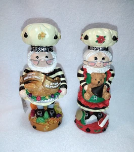 Hershey Chocolate 1999 Figurines Christmas Lady &Bear /Thanksgiving Man & Turkey - Picture 1 of 10