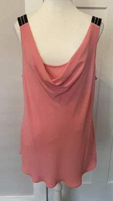 WHITE HOUSE BLACK MARKET Mujer TOP Sin Mangas ROSA Negro Cuello Drapeado Talla XL Foto 1 de 4