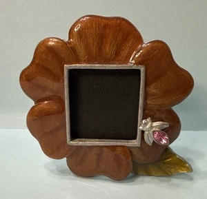 Marco de fotos diseño de flores metal marrón/plateado/soporte 1-3/16x1-1/8 #-1BX45 - Imagen 1 de 12