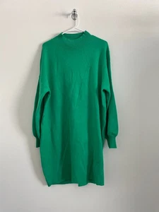 YLLW Pullover Kleid Damen XL Grün Midi Strick Minimalistisch Freizeit Boho Stehkragen - Bild 1 von 7