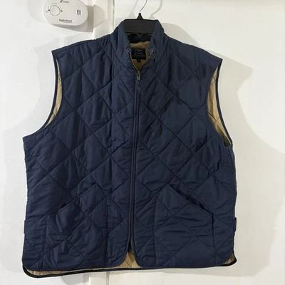 J. Chaleco Crew Acolchado Caminante con Cremallera Azul Marino/Tostado Para Hombre Talla XXL Exterior Preppy LEER Foto 1 de 4