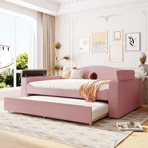 Pink Teddy Fleece Daybed w/ Bluetooth & Storage - Picture 1 of 17