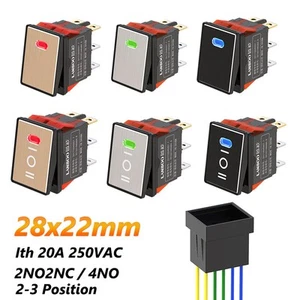 Waterproof On/Off LED Rectangle Rocker Switch 2/3 Position 20A Car Dash Boat - Picture 1 of 28
