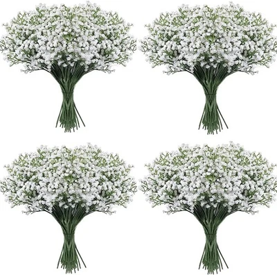 30 Piezas Flores Artificiales Aliento Bebé Gypsophila Tacto Real Flores Blanco Foto 1 de 4