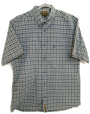 Timberland Shirt Mens 2XL Blue White Plaid Short Sleeve Button Up Weathergear - Image 1 of 4