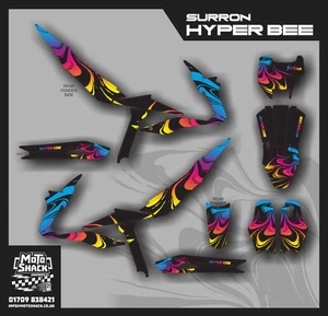 Kit de gráficos de remolino de color para Surron Hyper Bee azul rosa negro pegatina envolvente - Imagen 1 de 3
