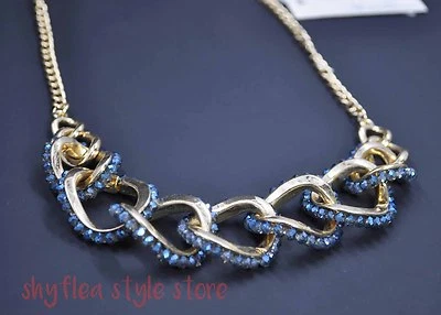Kenneth Cole ожерелье коренастый цепочка ссылка с синий цвет стекла кристаллы новый - Изображение 1 из 4