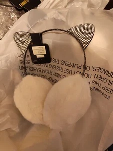 NWT D&Y Earmuffs Glitter furry cat kitty- White - Picture 1 of 2