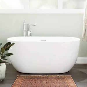 61" Freestanding Cross-Linked Acrylic Tub, Built In Channel Overflow, w/ Access - Picture 1 of 5