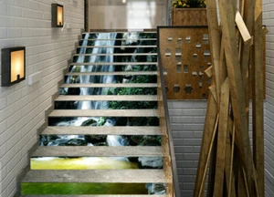3D Stein Wasserfall ZHU1547 Stair Risers Dekoration Fototapete Vinyl Tapete Amy - Picture 1 of 5