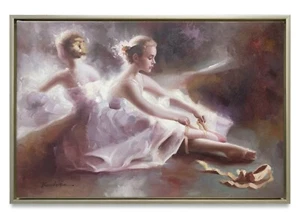 Hungryartist -Original Painting of Ballerina Girls on Canvas 24x36 Framed - Picture 1 of 6