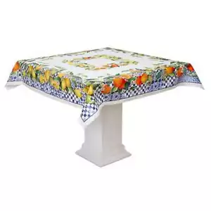MacKenzie Childs Sun Kissed Royal Check Tablecloth 54" Square Brand New Italy - Picture 1 of 3