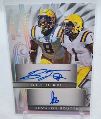 BJ OJULARI KAYSHON BOUTTE 2023 LEAF TRINITY DUOS DUAL AUTOGRAPH #4/7  LSU - Image 1 of 3