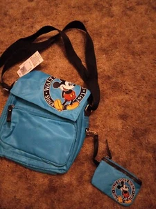 Brandneu Walt Disney World authentisch Mickey Mouse türkis Schultergurt und Münze - Bild 1 von 7
