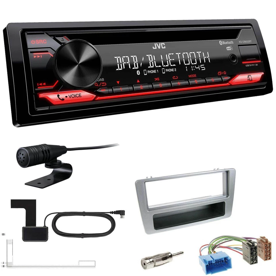 JVC KD-DB622BT DAB inkl Antenne Bluetooth für Honda Civic VII 2001-2003 silber - Bild 1 von 4