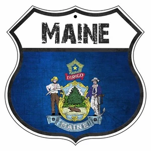 Maine Land Flagge Straßen Garage Dekor Geschenk Mainers Schild Aluminium Blechschild - Bild 1 von 1