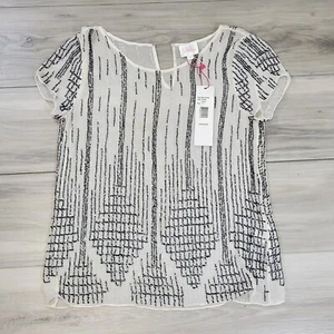 Parker Blouse Women's Small Pearl Short Sleeve New - Picture 1 of 10