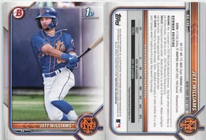 2022 Bowman Entwurf Papier Prospekt Rookie #190 Jett Williams - New York Mets - Bild 1 von 1